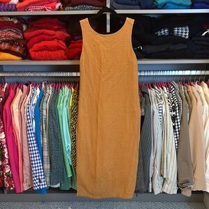 Suunday brown gauzy sleeveless 2 side slits midi dress size S